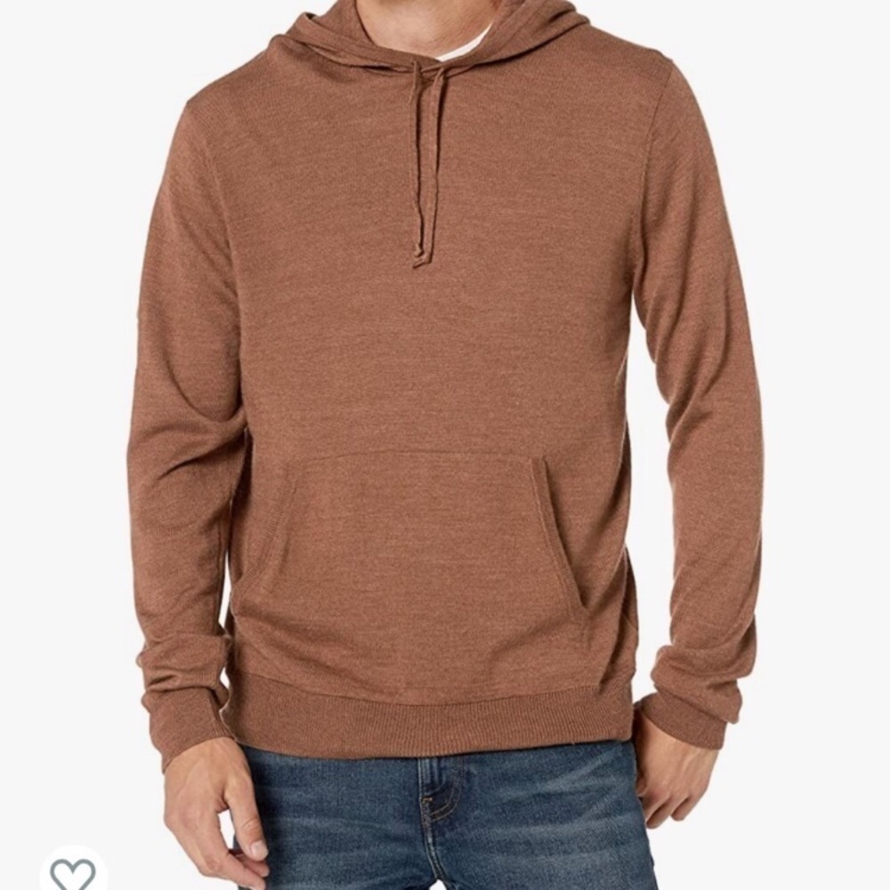Goodthreads Brown Wool & Acrylic Blend Long Sleeves Hooded Tight Knit Sweater